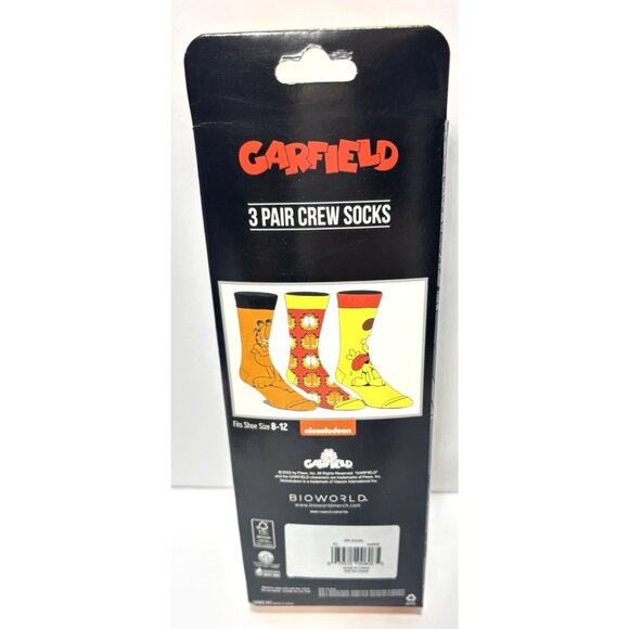 3-Pair Garfield & Odie Crew Socks Bioworld Mens Size 8-12 Funny Cartoon NEW - Picture 3 of 5